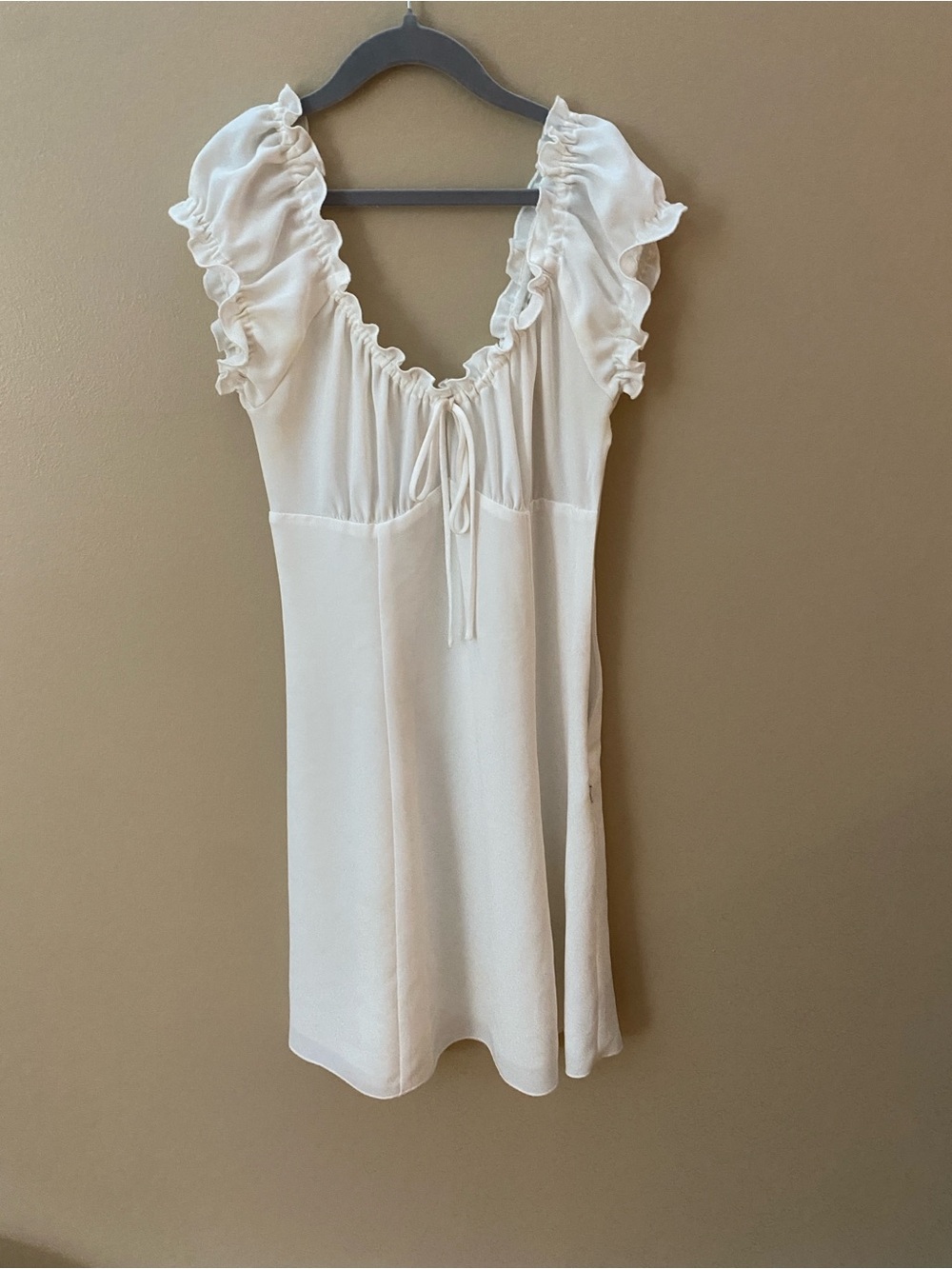 Wilfred Cream Ruffle-Sleeve Mini Dress